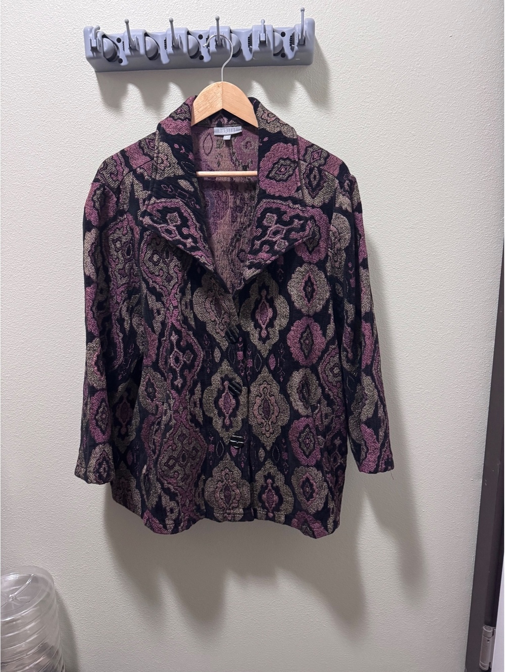 Habitat Women’s Tapestry Jacquard Jacket Floral Boho Artsy Purple Black